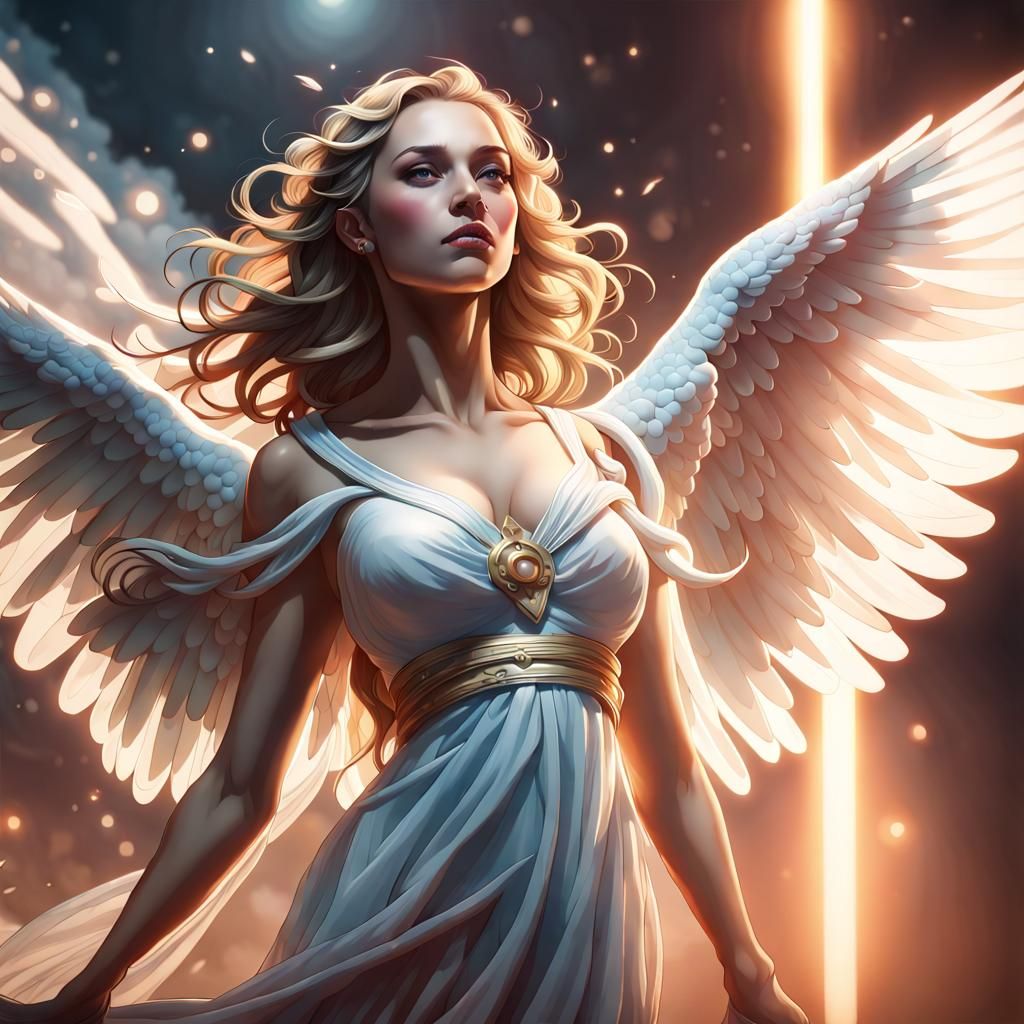 angel in the clouds, beautiful light