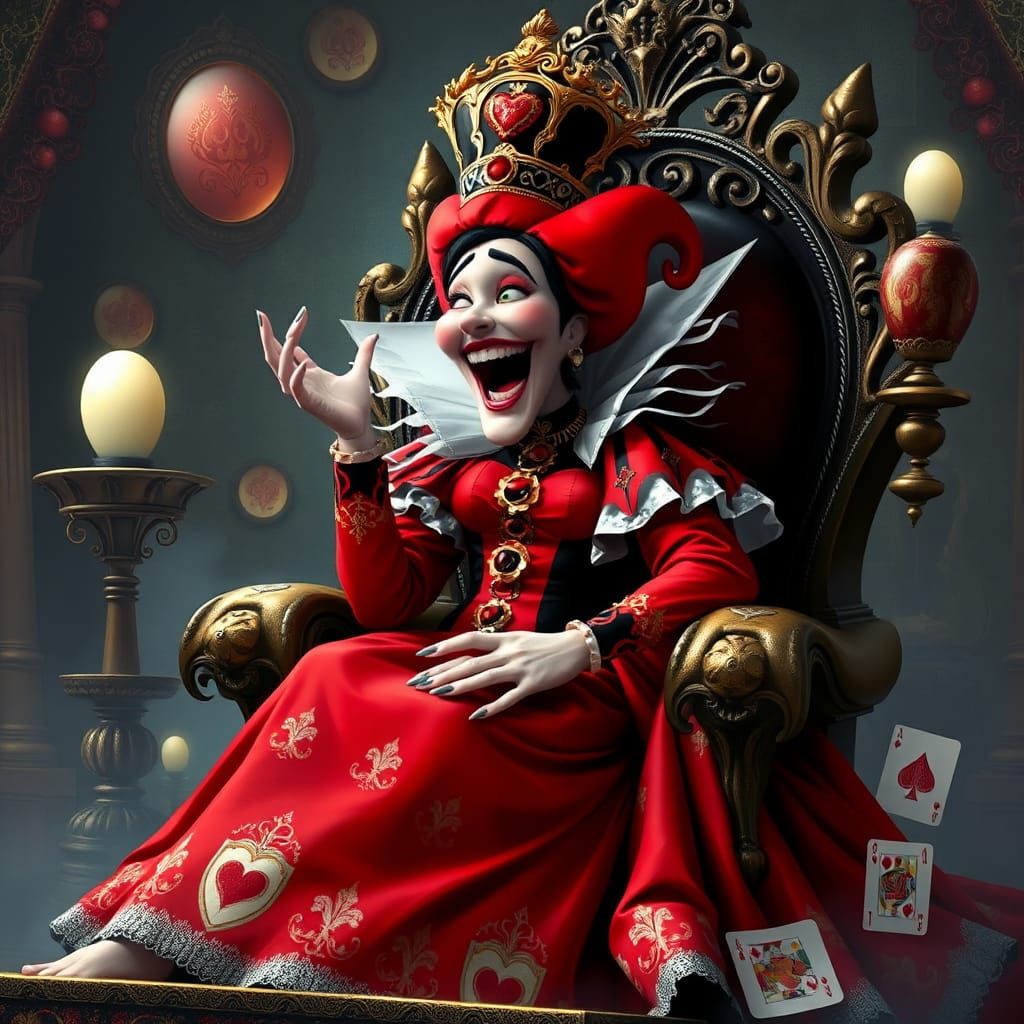 Queen of Hearts' Maniacal Laughter in Wonderland