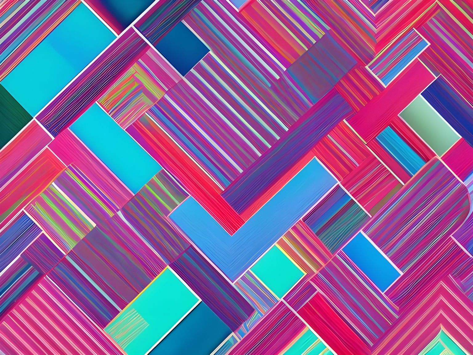 Abstract Tetrachromatic Landscape with Intricate Patterns