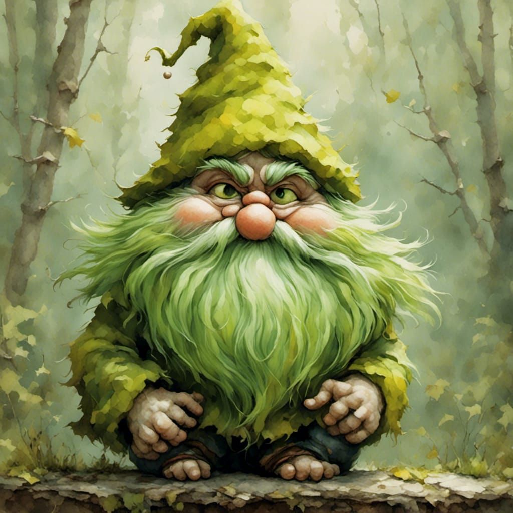 Whimsical Grinch-Inspired Gnome in Seussical Style