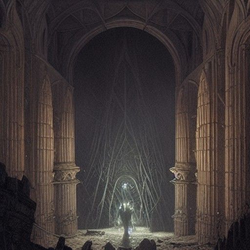 Basilisk Lair in Mines of Moria, Horror Art