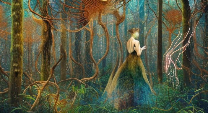 Magical Forest Dance in Oil on Ceramic