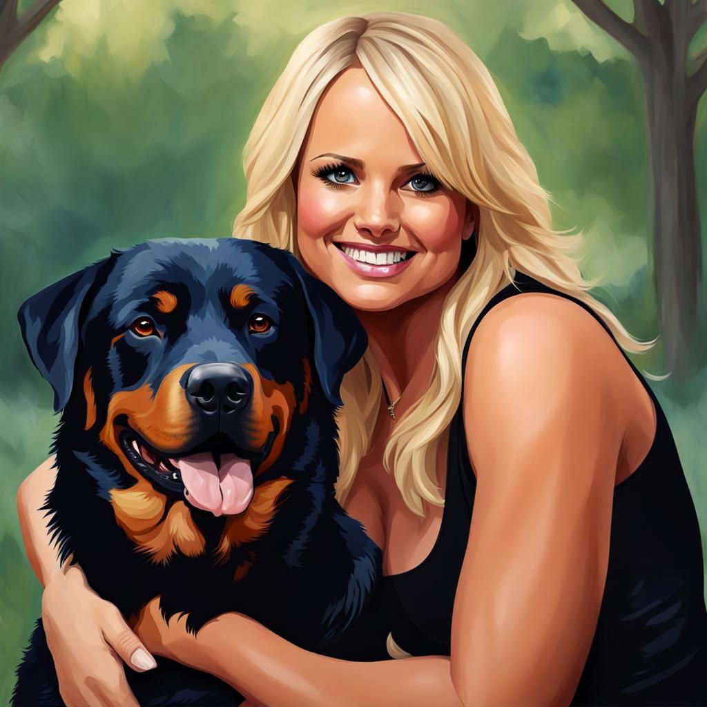 Miranda Lambert and Rottweiler Portrait in Cel Shading