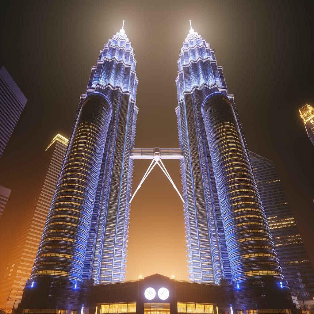 Petronas Towers Glow Under Starlit Sky