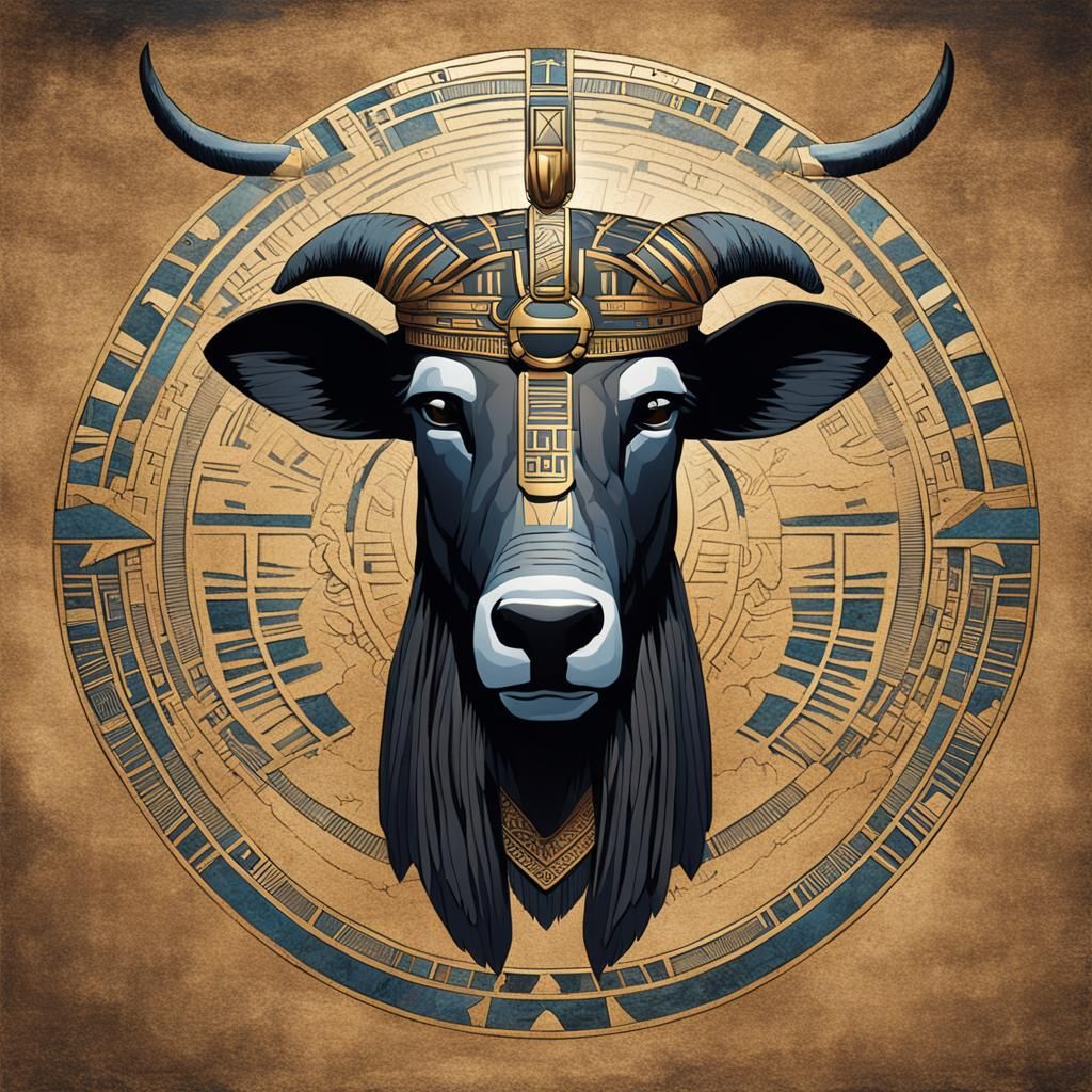 Apis the ancient Egyptian deity, was depicted as a sacred bu...