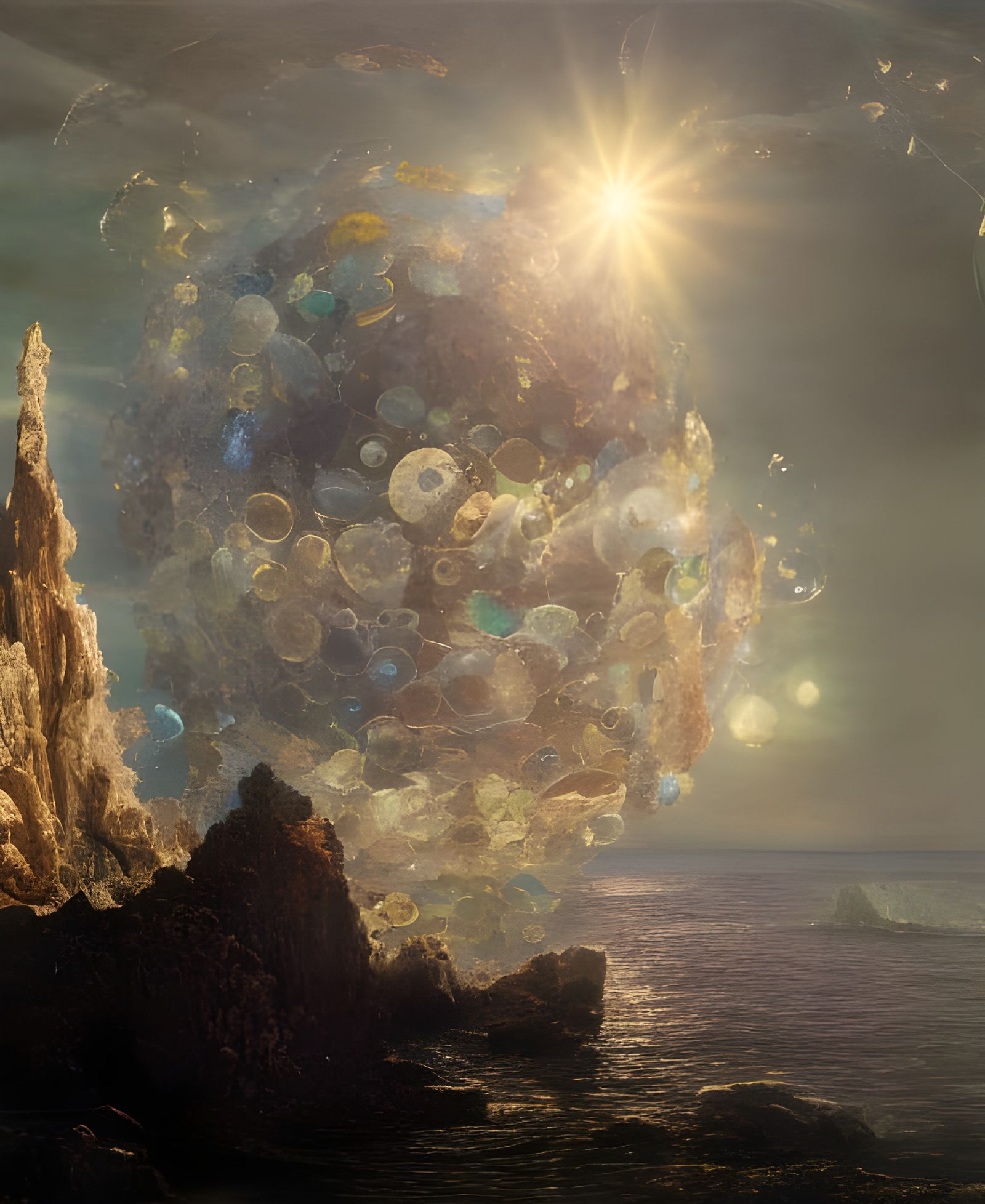 Surreal Sea Precious Stone Inlay: Good Night World