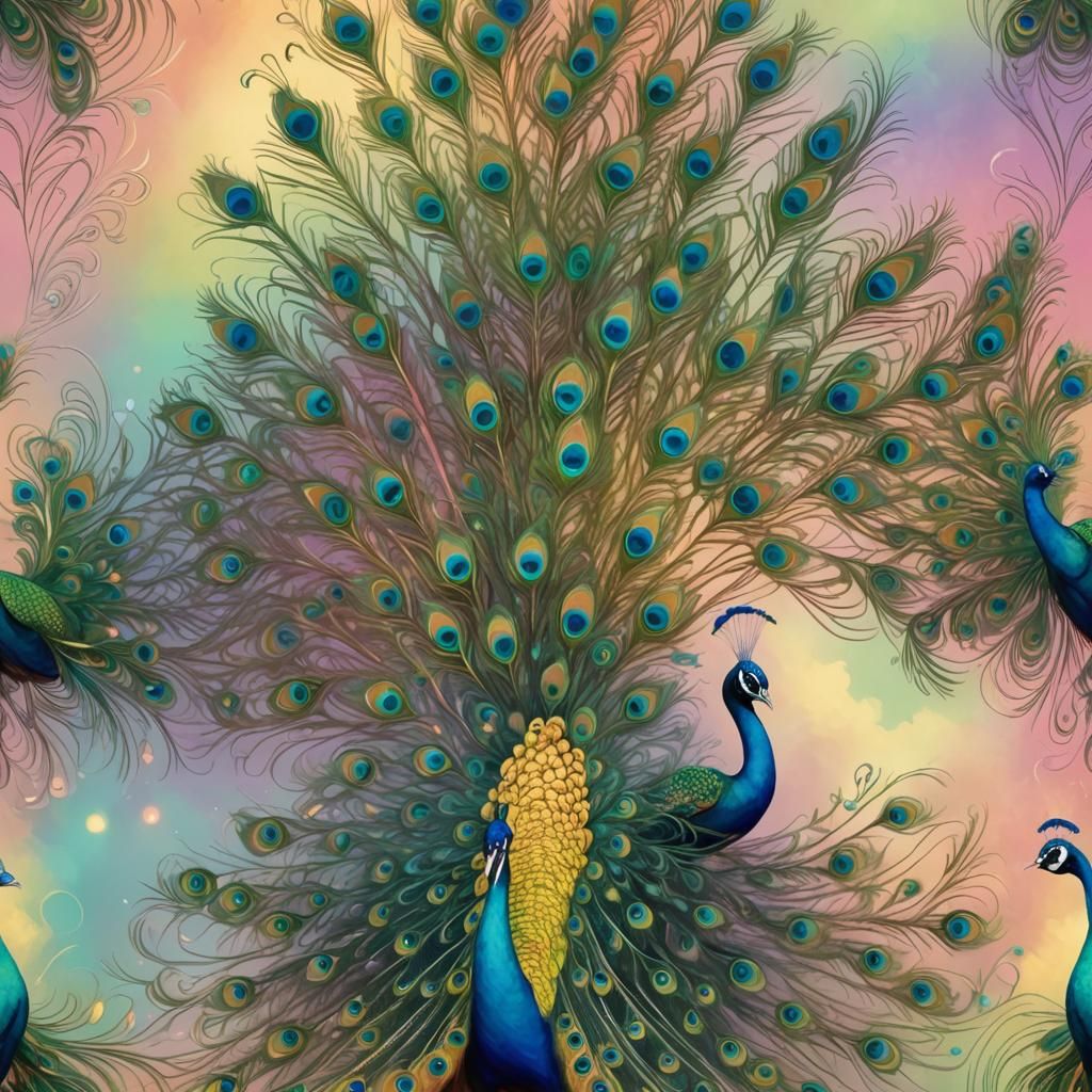 a peacock made of rainbow