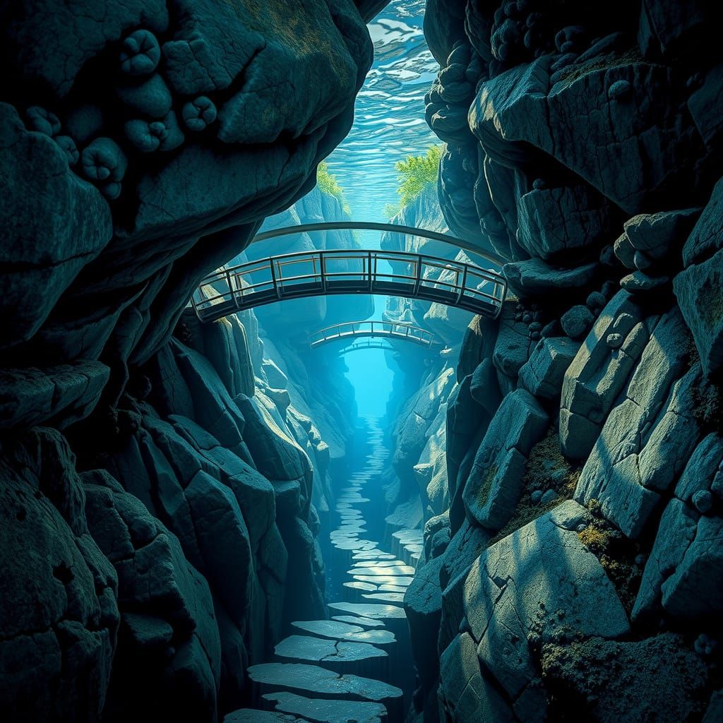 arch trail bridge under the water