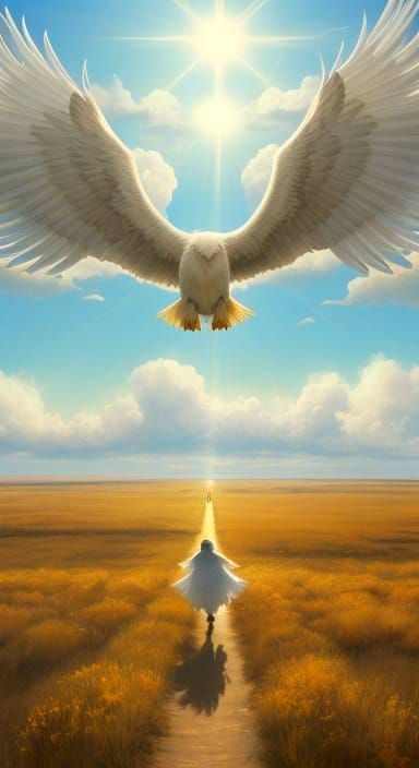 Soaring Eagle in Divine Heavenly Light