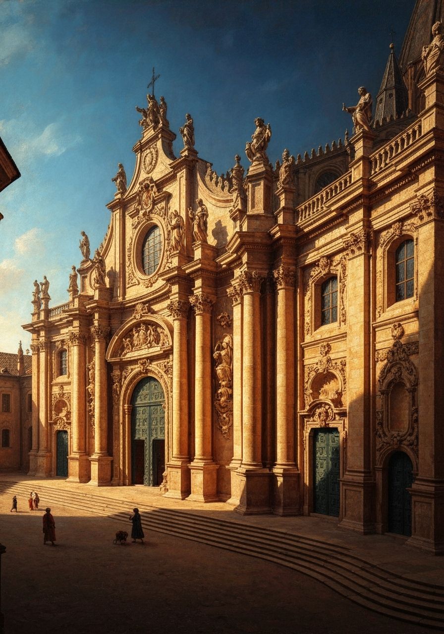 Grand Baroque Cathedral in Golden Light