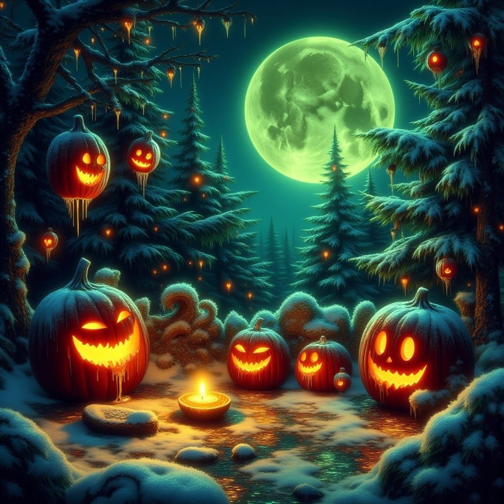 Eerie Halloween Christmas Night in Gothic Style