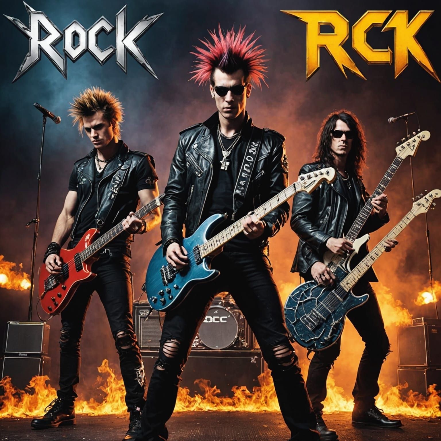 Heavy Metal Album Cover with Rock Instruments