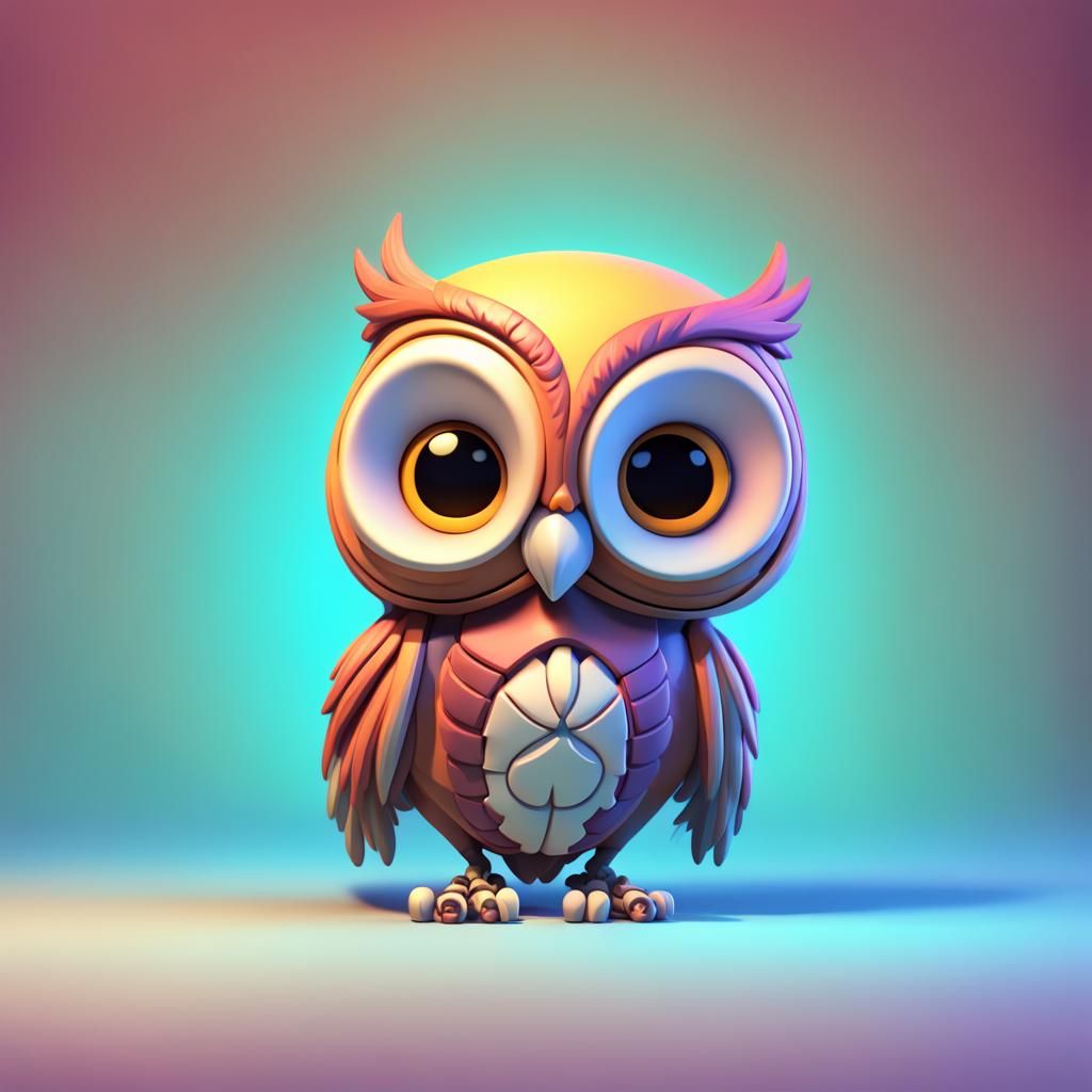 Cute Skeleton Owl: 3D Digital Art