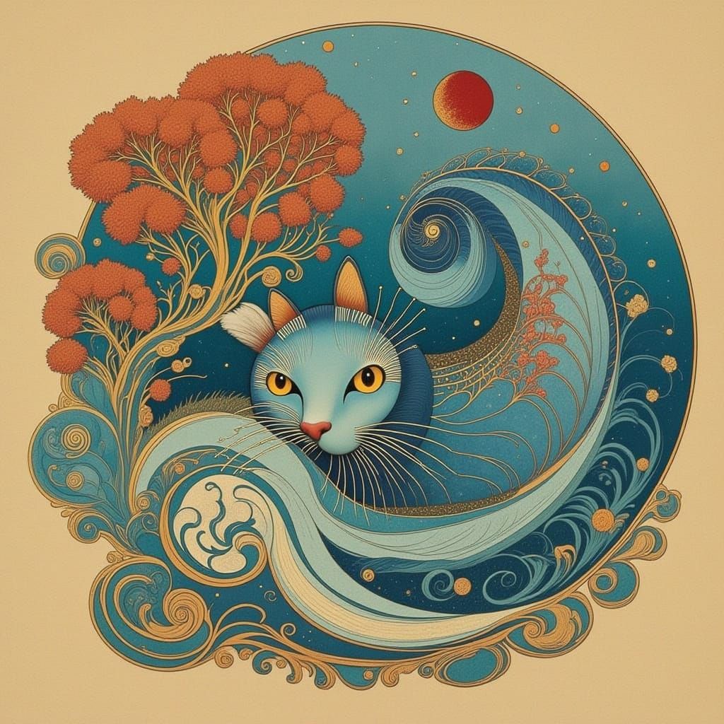 AI Art: Cat Character with Cicada Elements