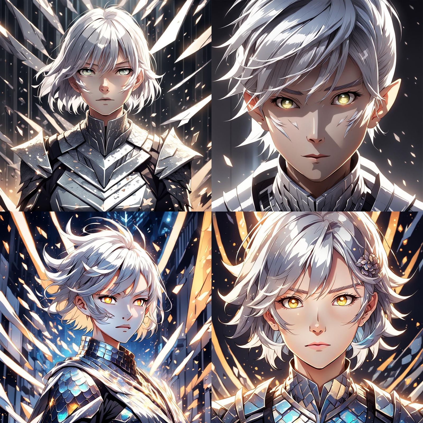 Anime Dragon Queen with Silver Scales, Cel-Shaded Art