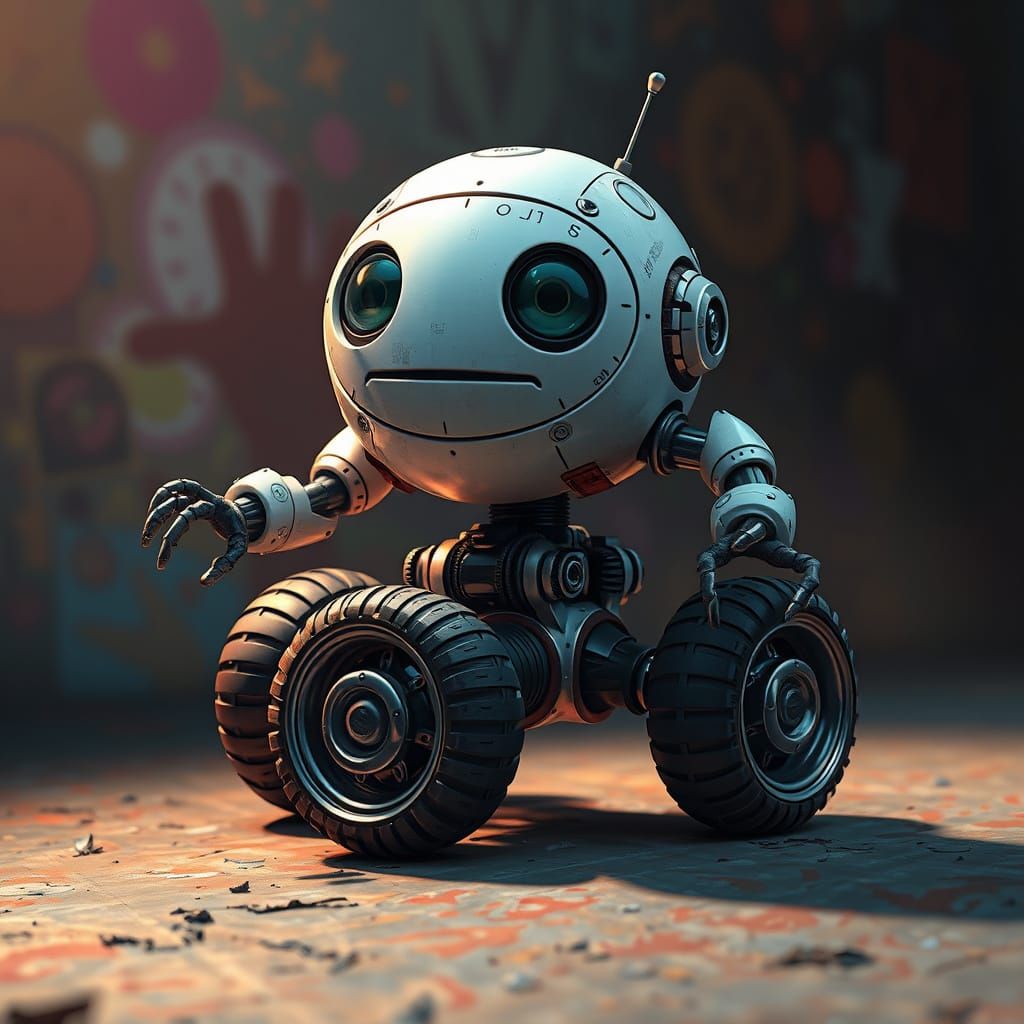 Hyperrealistic Robot with Transformable Wheel Design