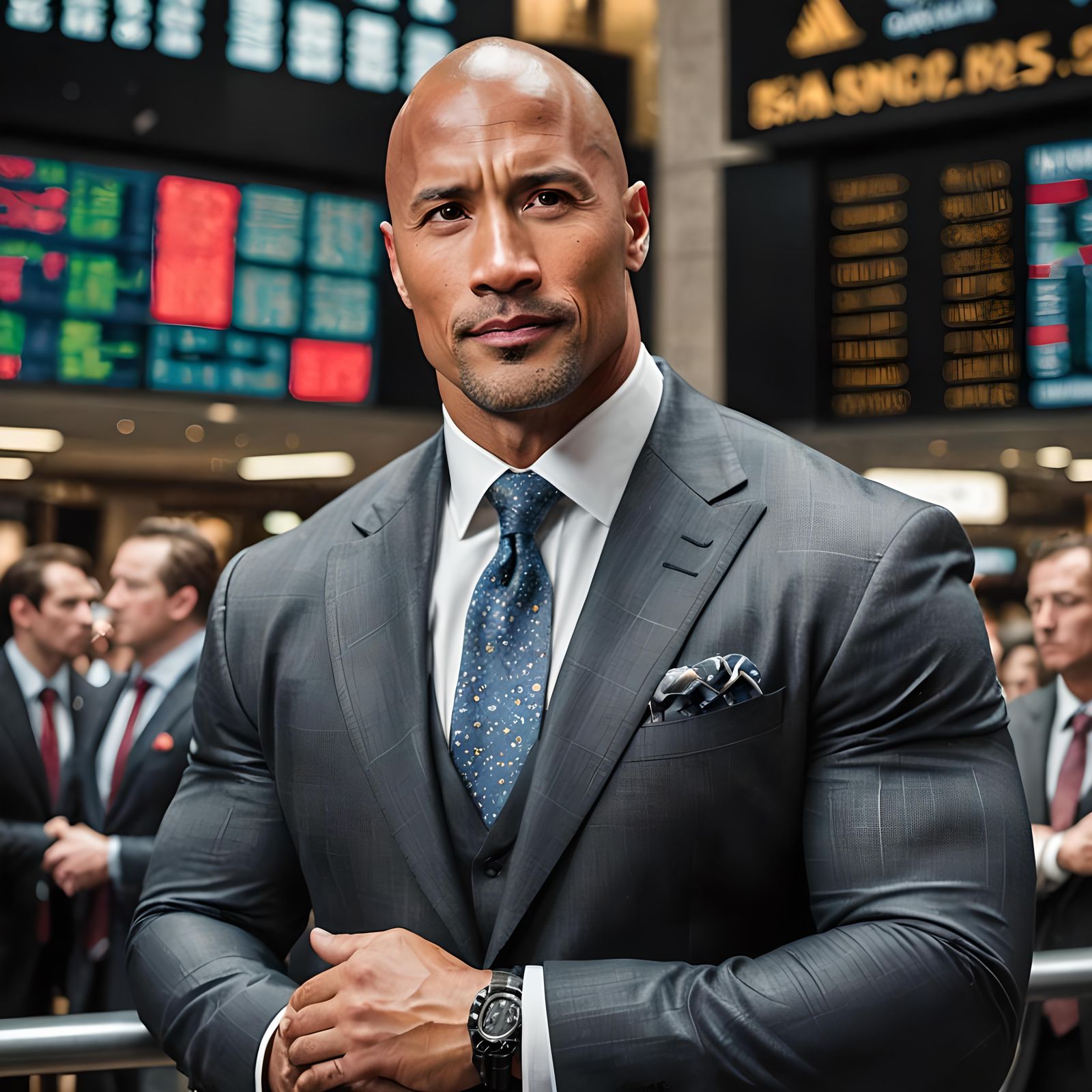 Dwayne Johnson Portrait at the Stock Market