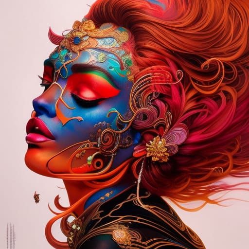 Rainbow Goddess in Rococo Style