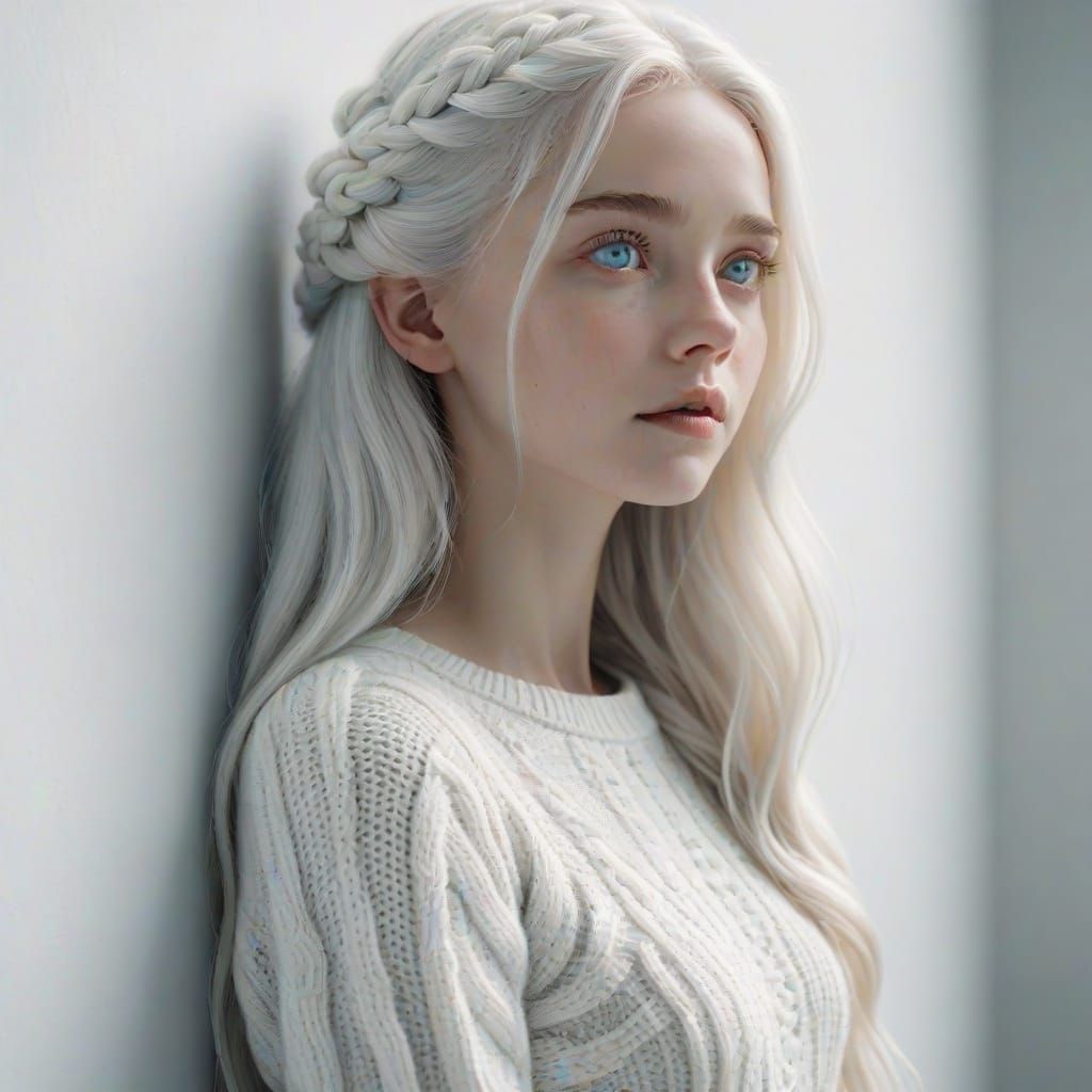 Monochrome Woman in White Dress, Minimalist Photography