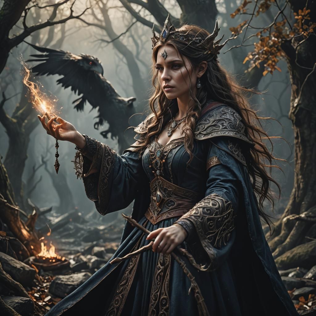 Hyperrealistic Sorceress Portrait in Cinematic Lighting
