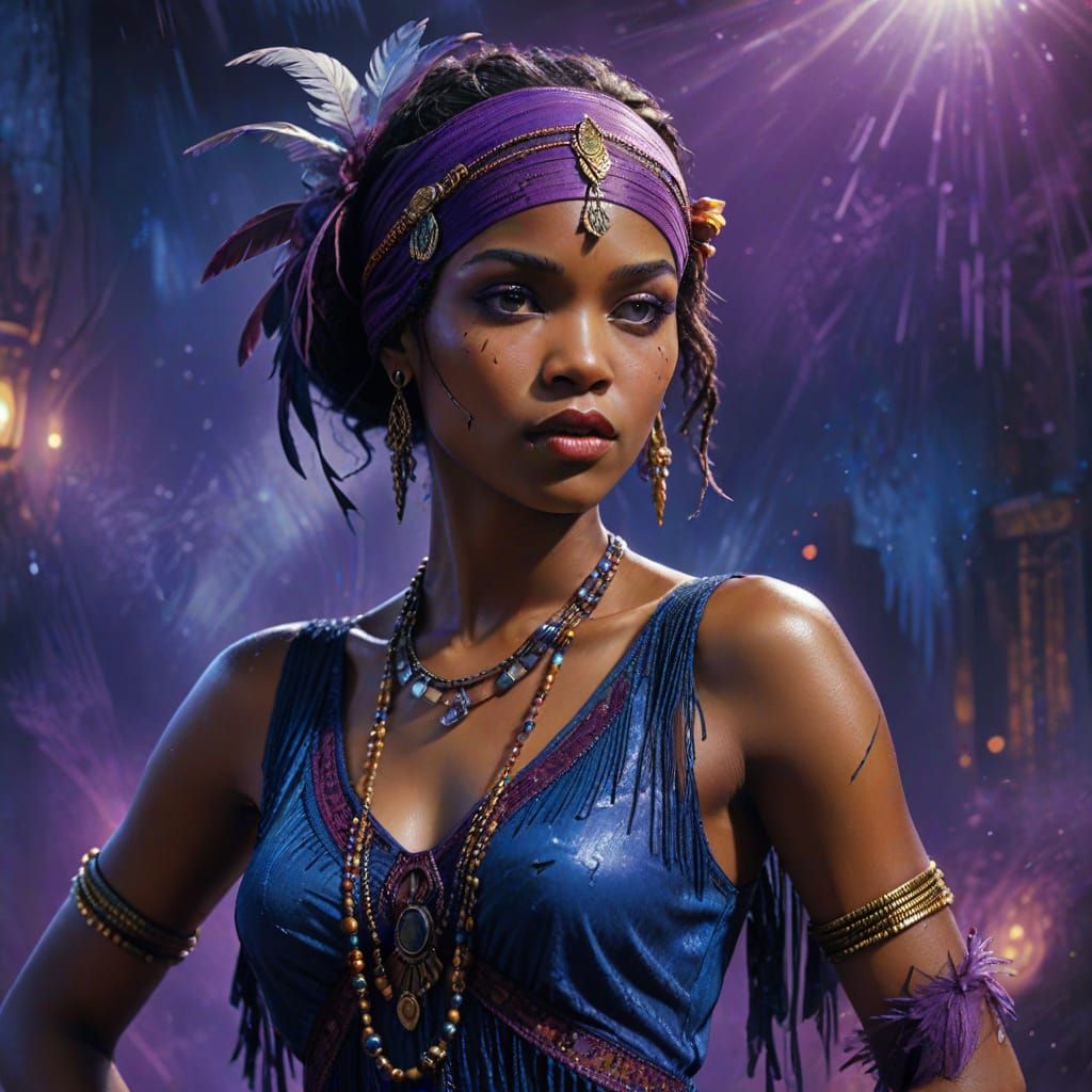 African Woman in Flapper Dress: Luis Royo Style