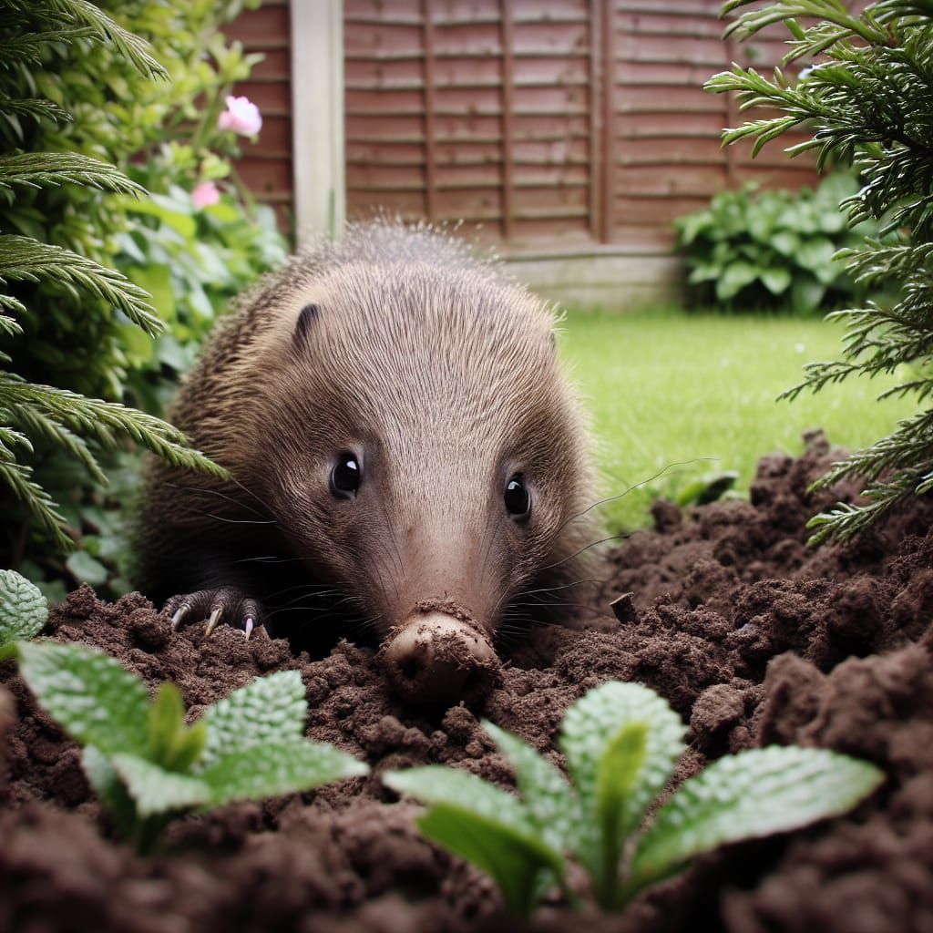 a tenrec in the back garden foraging for food