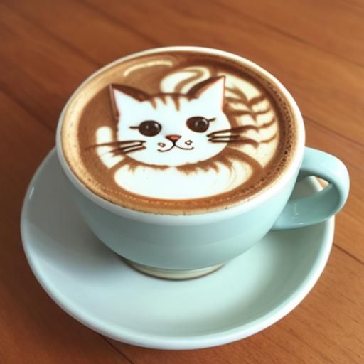 Charming Cat Latte Art Creation