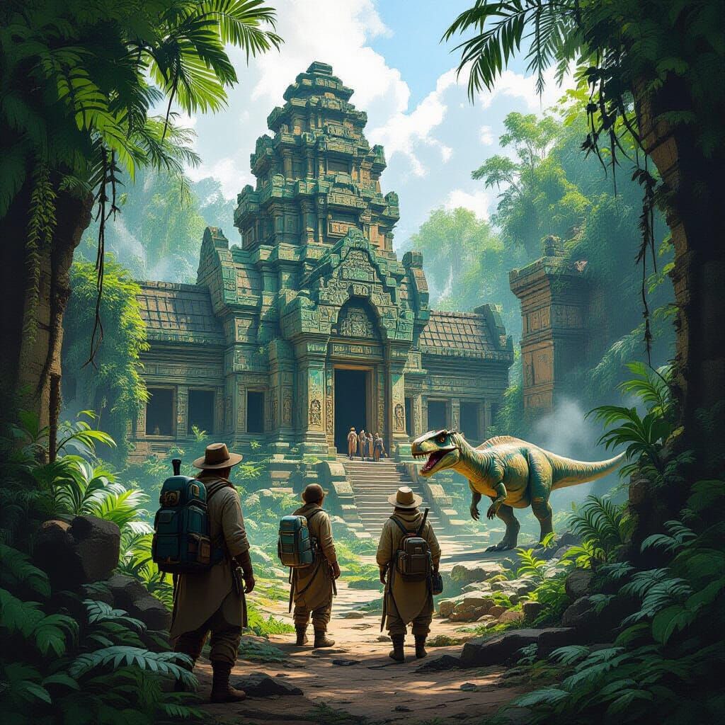 Explorers Discover Hidden Temple in Prehistoric Jungle
