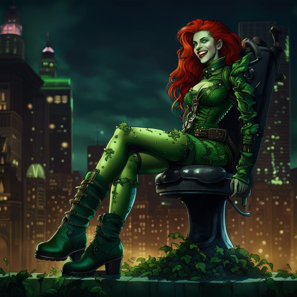 Poison Ivy Laughing in City at Night