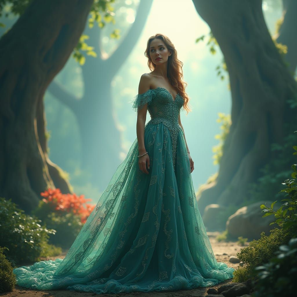 Julia Roberts in Mystical Forest: Digital Art