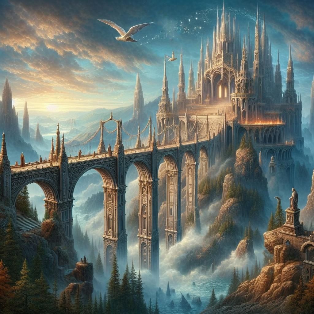 Magic Ancient Bridge in Hyperrealistic Digital Painting