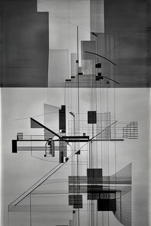 Abstract Musical Score Drawing in Analytical Art Style