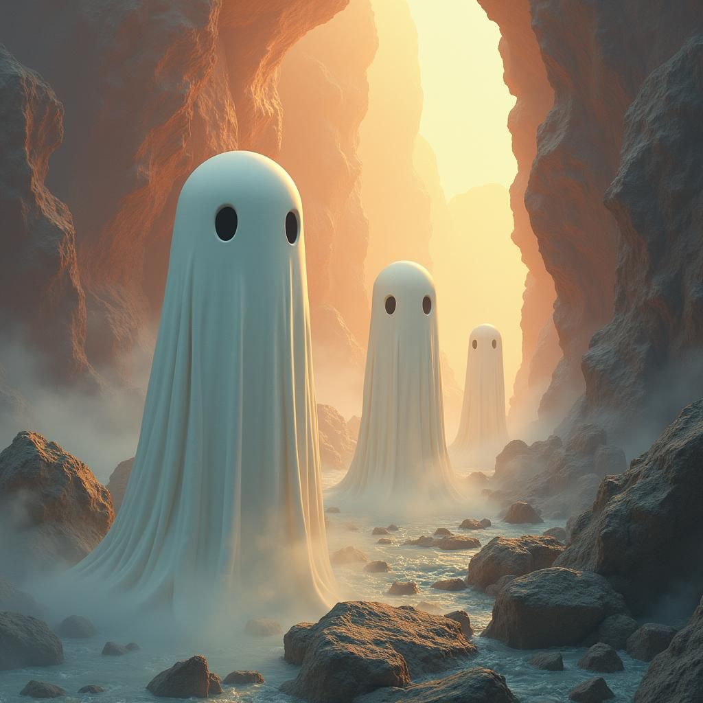 Chibi Ghost Spirits on Dystopian Planet