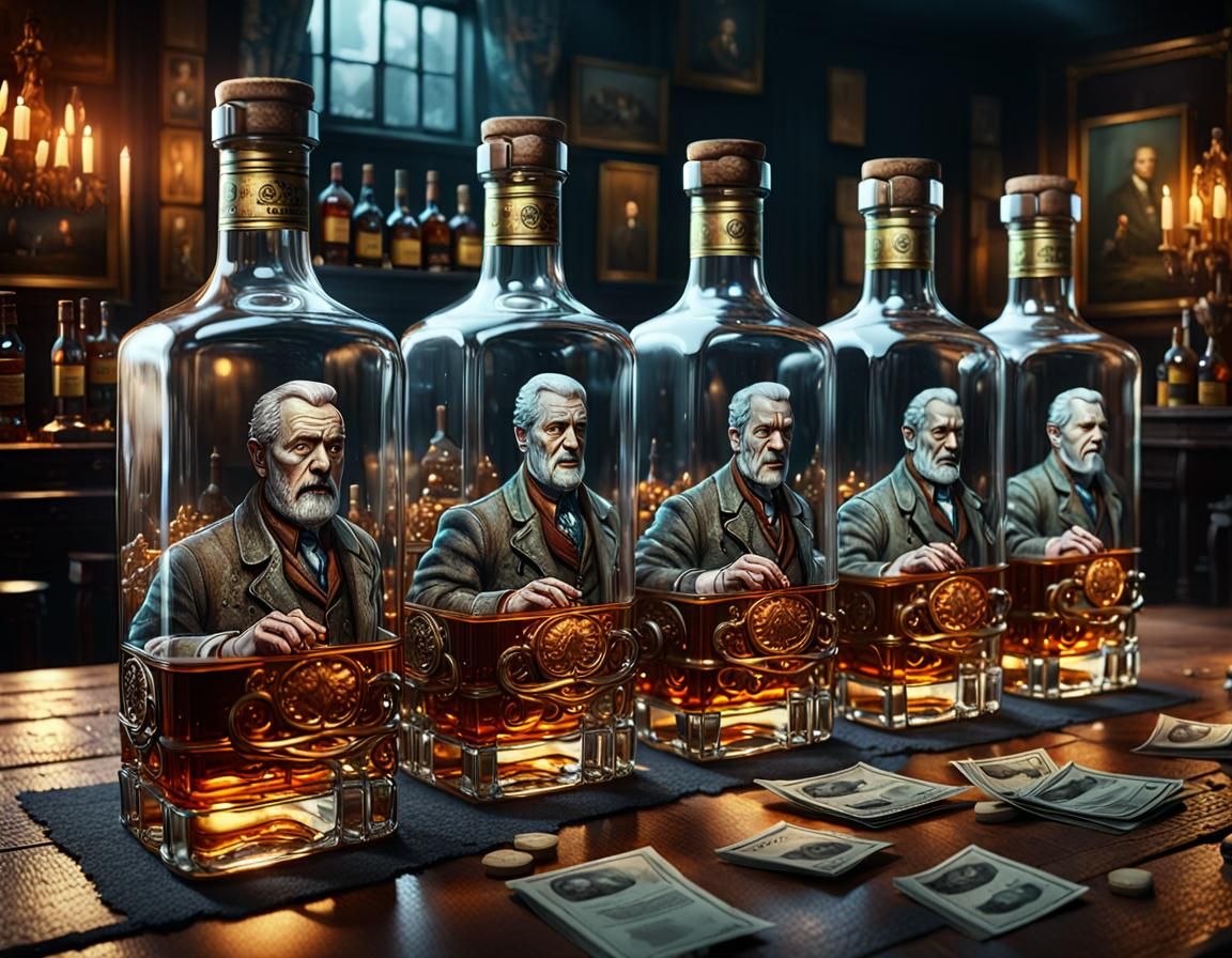 Whisky Bottle Traps: Detailed Fantasy Concept Art