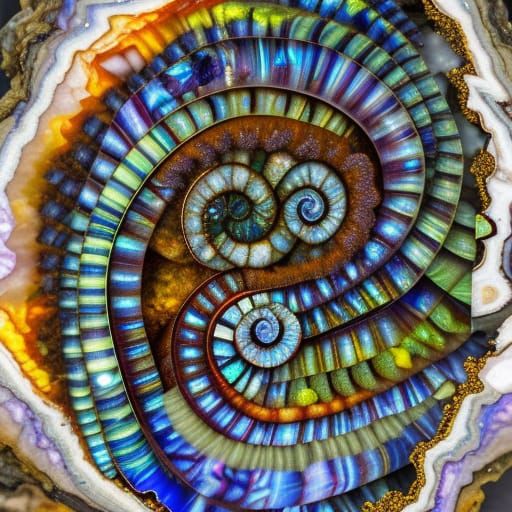 Intricate Spiraling Book with Azurite Flowers