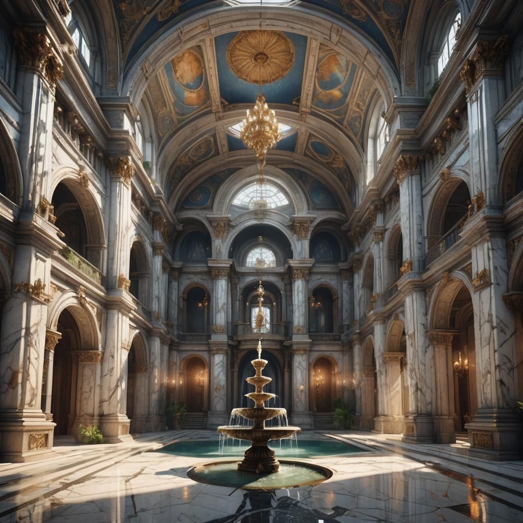 Enormous Marble Hall With Seven Corridors