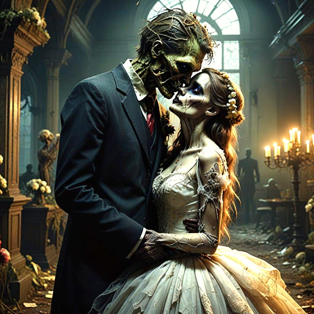 Zombie Couple Kisses On Sinister Prom Night