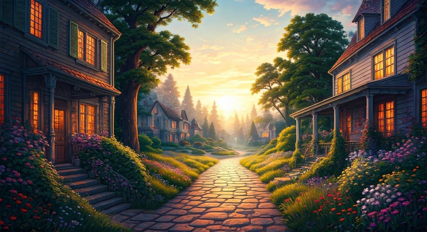 Ethereal Golden Hour Scene in Hyperdetailed Fantasy Style