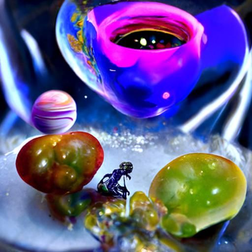 Grape Planet: Holographic Cosmic Mixed Media Art
