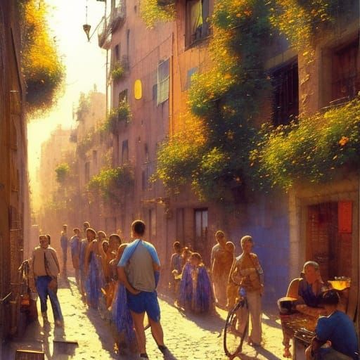Busy Village Street