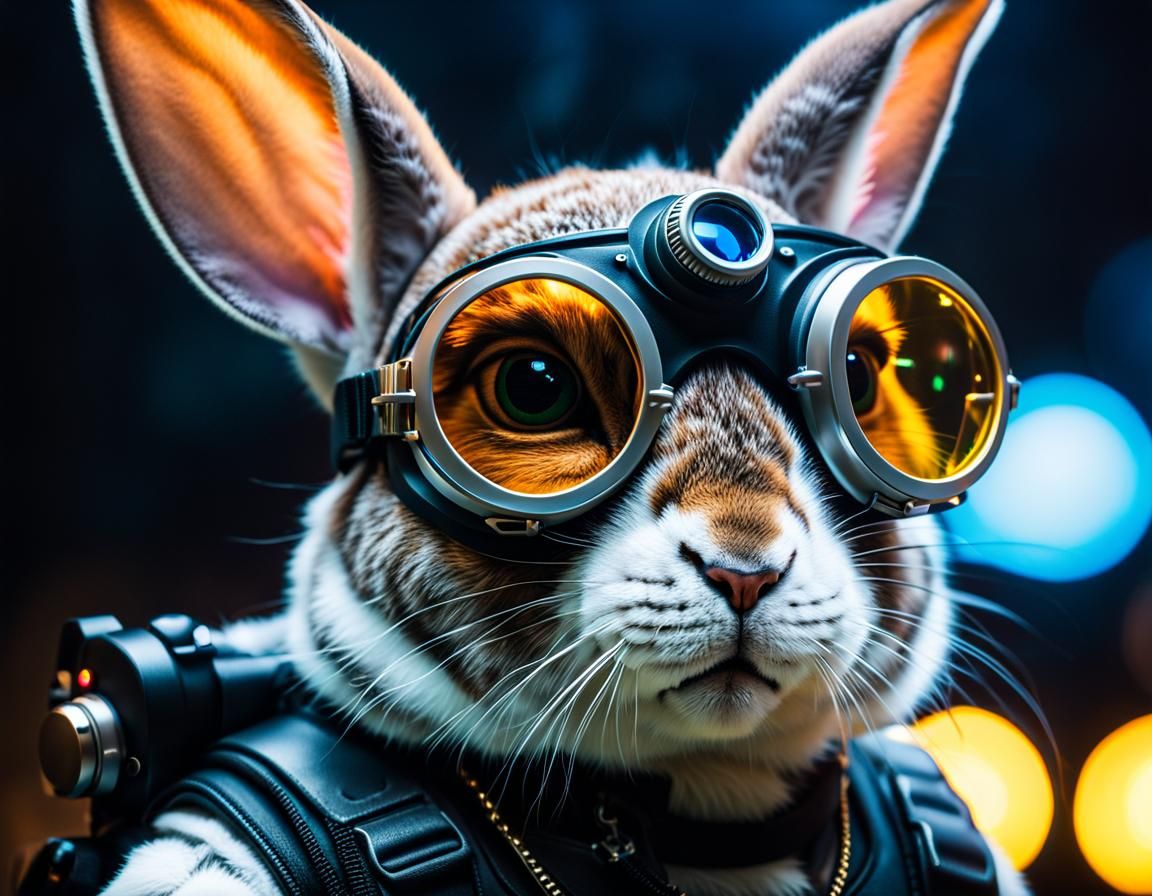 Cyberpunk Bunny in Seattle, Professional Photograph