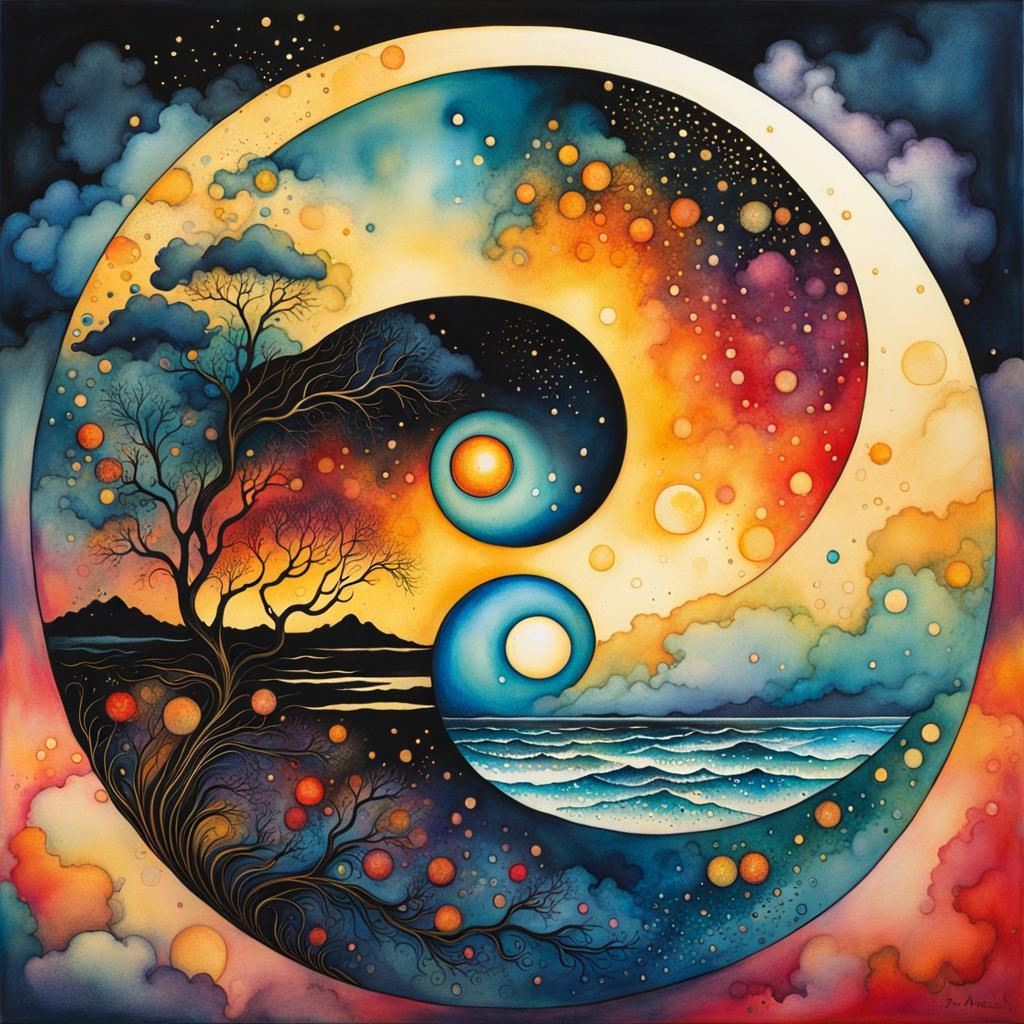 Cosmic Yin and Yang in Golden Hour