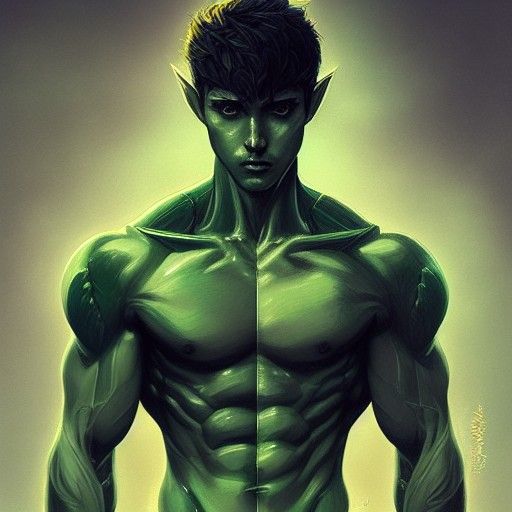 Green Elf Model in Hyper-Detailed Digital Art