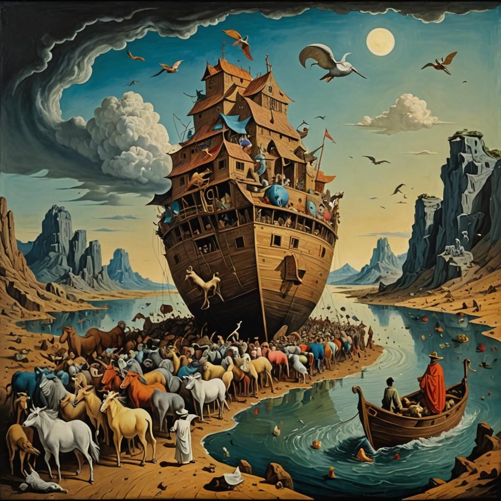 Surreal Noah's Ark Journey in Dreamscape Style