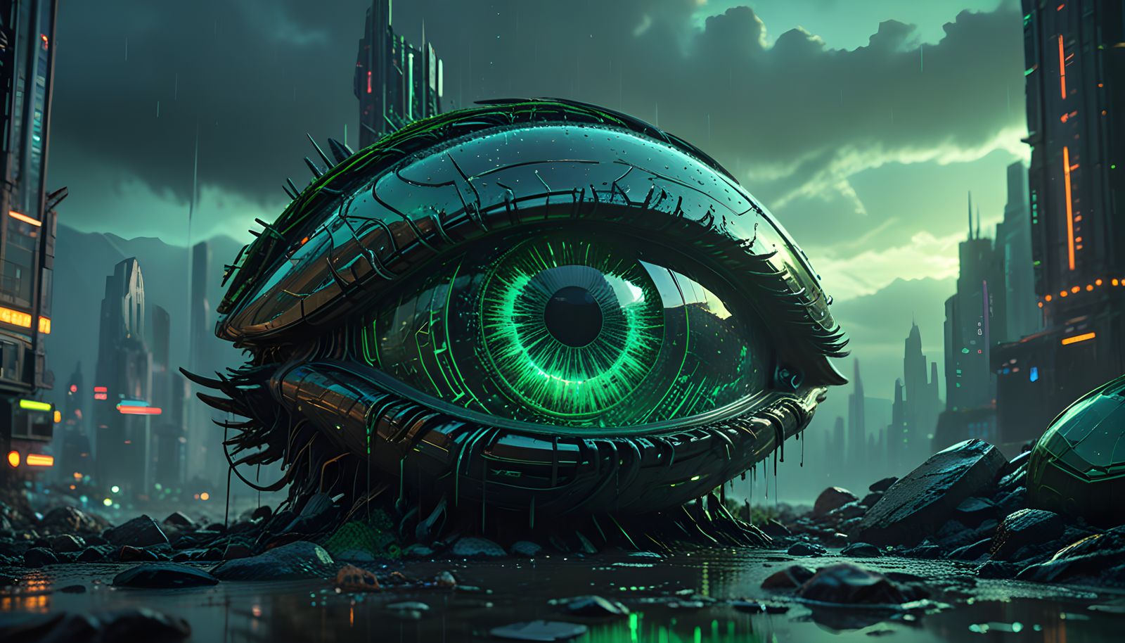 Ethereal Visions of Neo's Eye in Cyberpunk HDR