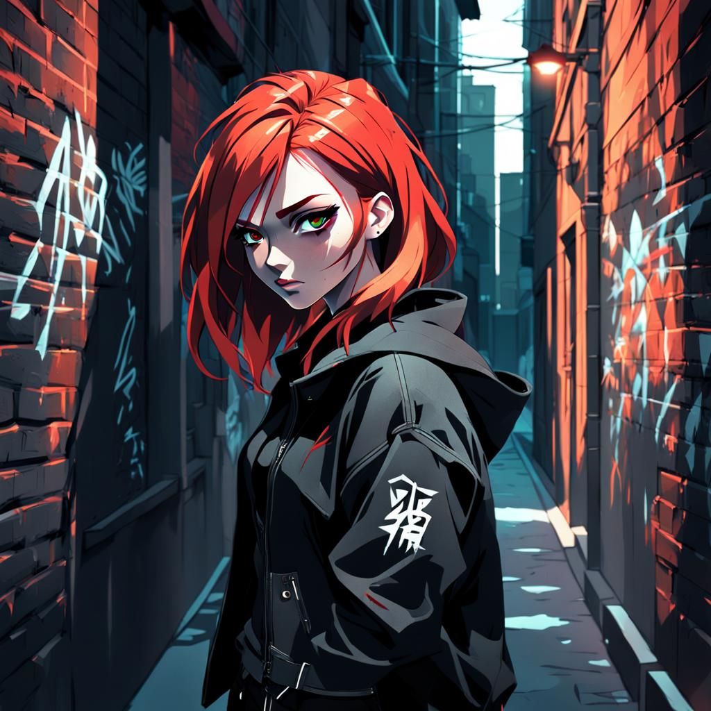 Cinematic Anime Girl Portrait in Dark Alleyway
