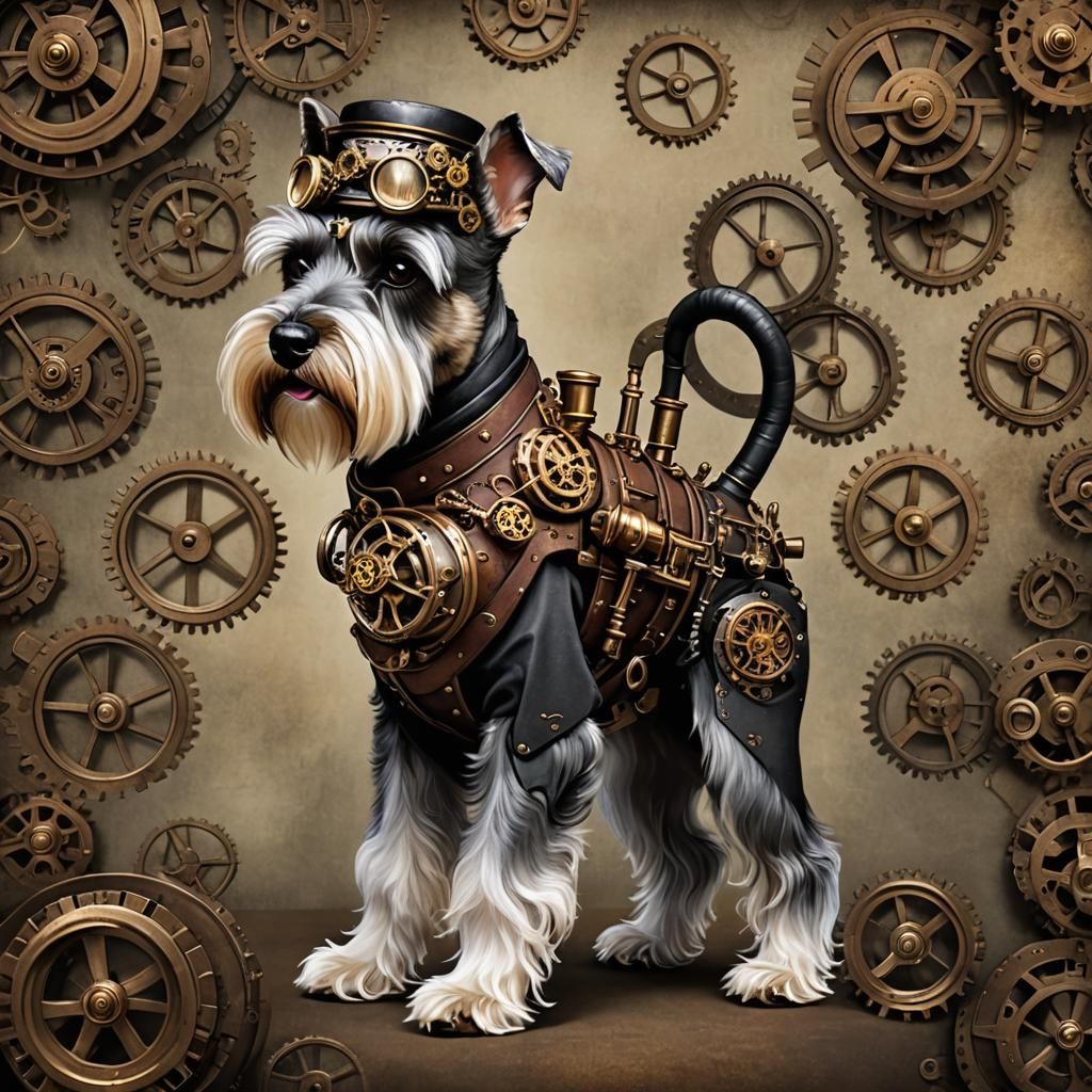 Steampunk Schnauzer with Engine