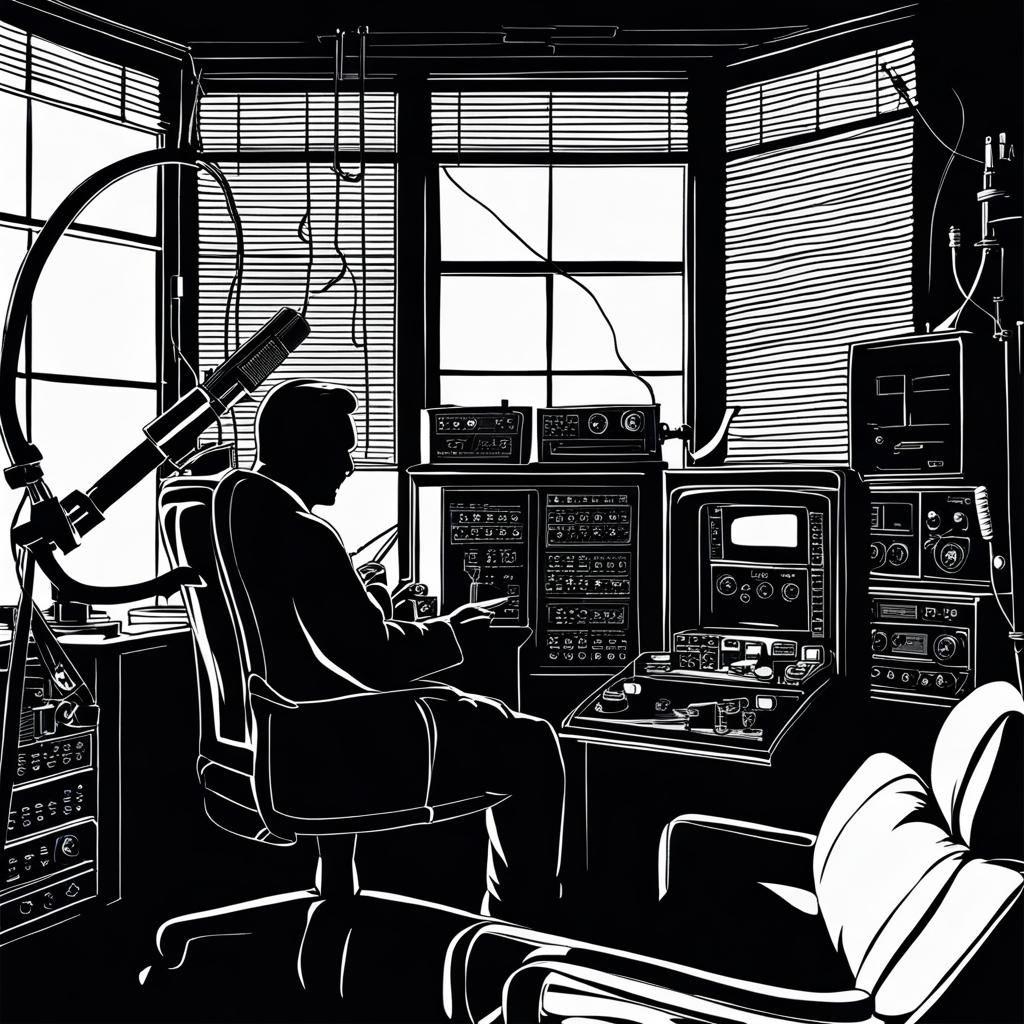 Ham Radio Operator Silhouette with Yagi Antenna