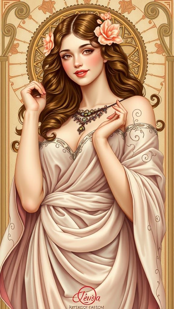Venus Posing in Art Nouveau Style