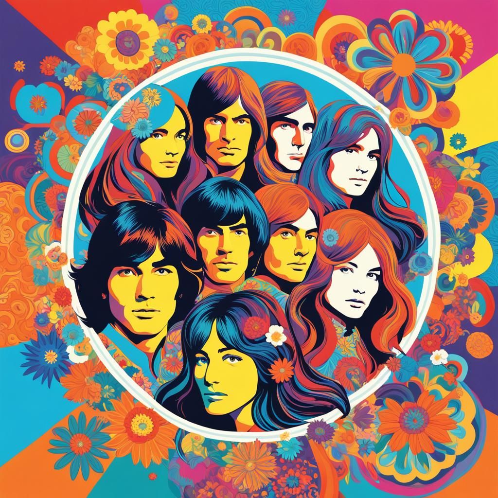 Psychedelic Pop Art Portrait in 1960s Style